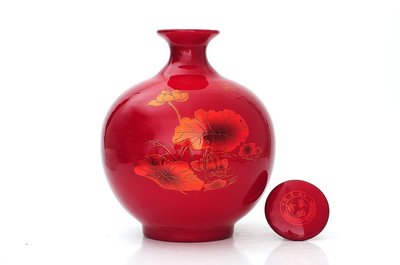 【景德鎮(zhèn)陶瓷紅水晶釉紅荷葉圓球十斤裝泡酒瓶 10斤裝密封白酒壇子】?jī)r(jià)格,廠家,圖片,陶瓷包裝容器,景德鎮(zhèn)金泰陶瓷-
